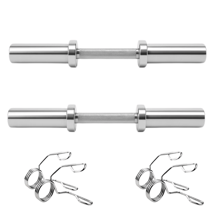 Olympische Dumbbell Set (2 stangen + 4 sluiters) – 50 mm met stangen en sluiters voor krachttraining.