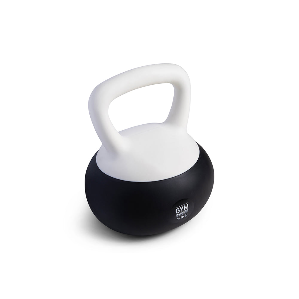 Zachte kettlebell set 3 stuks (10 kg & 14 kg & 16 kg) - zwarte kettlebell met witte handgreep van Gym Masters.