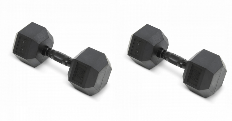 Set (2 stuks) Hexagon Dumbbells / hexa dumbbells 12,5 kg Zwart