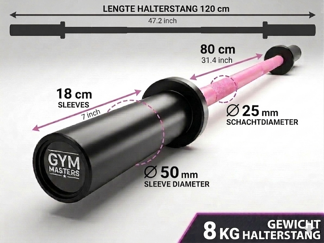Roze Barbell Stang 120 cm – 50 mm Halterstang
