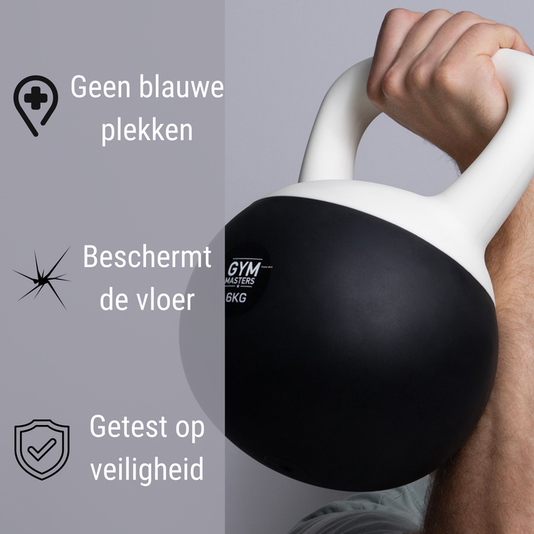 Zachte kettlebell 16 kg van Gym Masters met zachte buitenkant en veiligheidskenmerken voor krachttraining.
