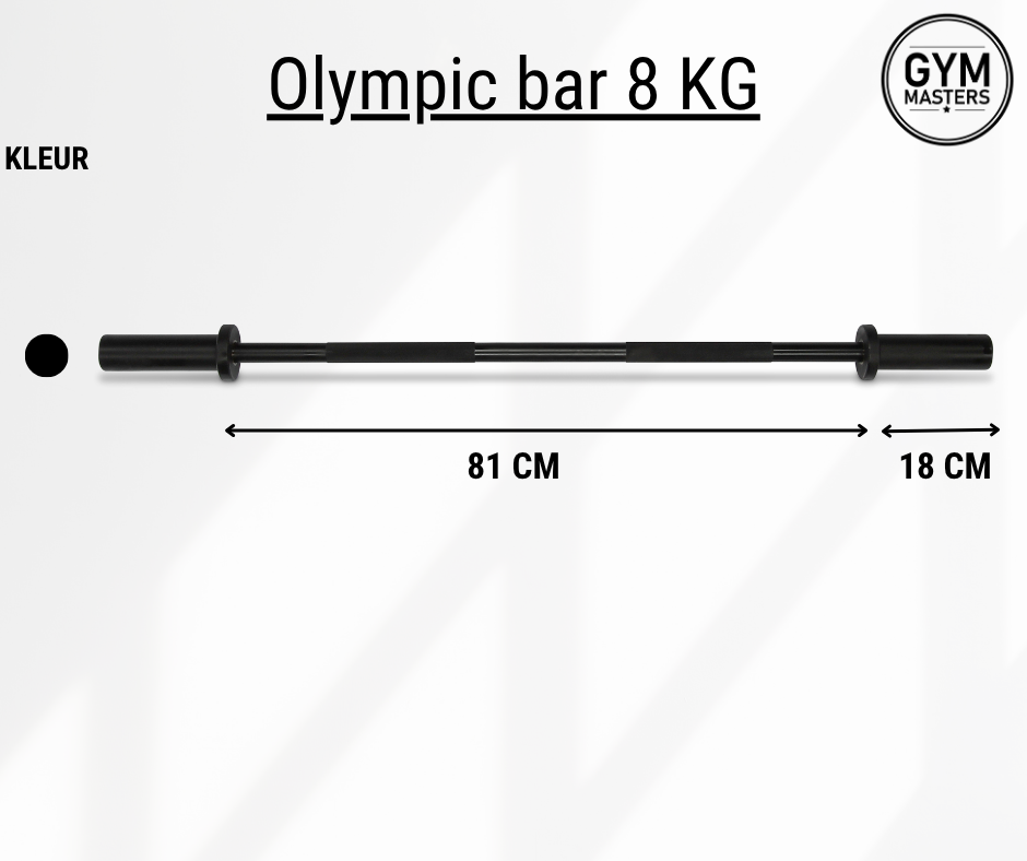 Barre olympique noire (8 kg / 120 cm / 50 mm)
