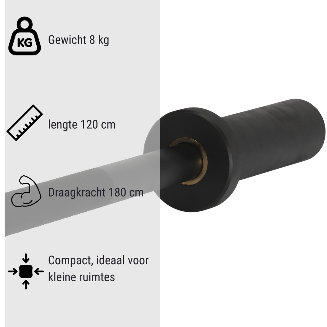 Olympic Barbell Zwart (8kg / 120cm / 50mm)