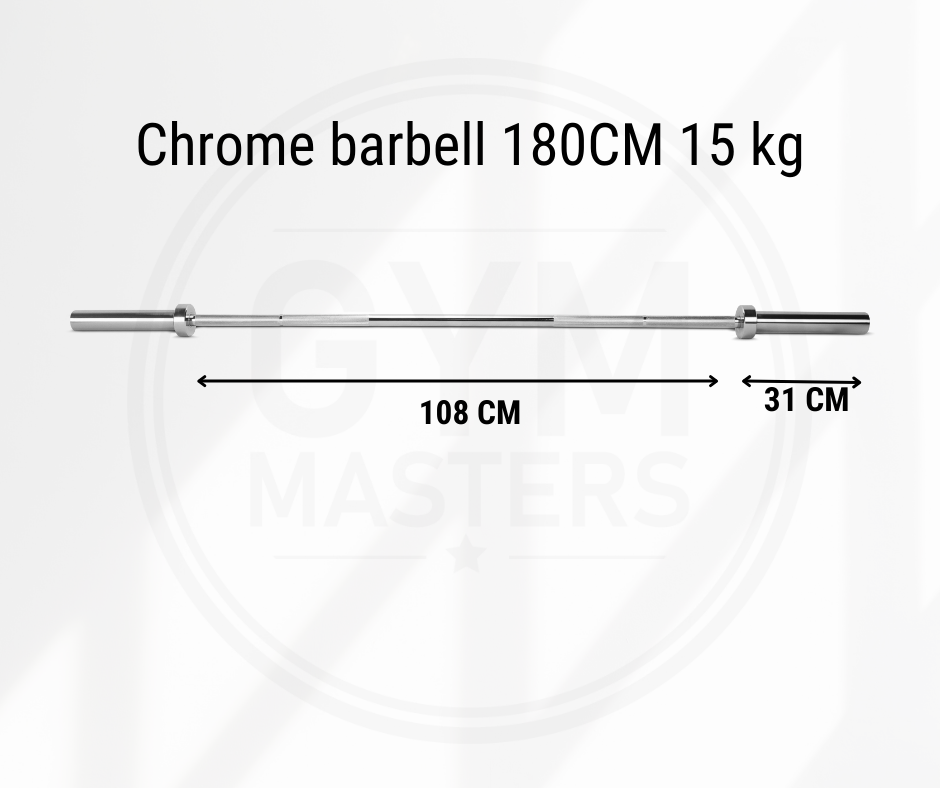 Barre olympique chromée (180 cm / 15 kg / 50 mm)