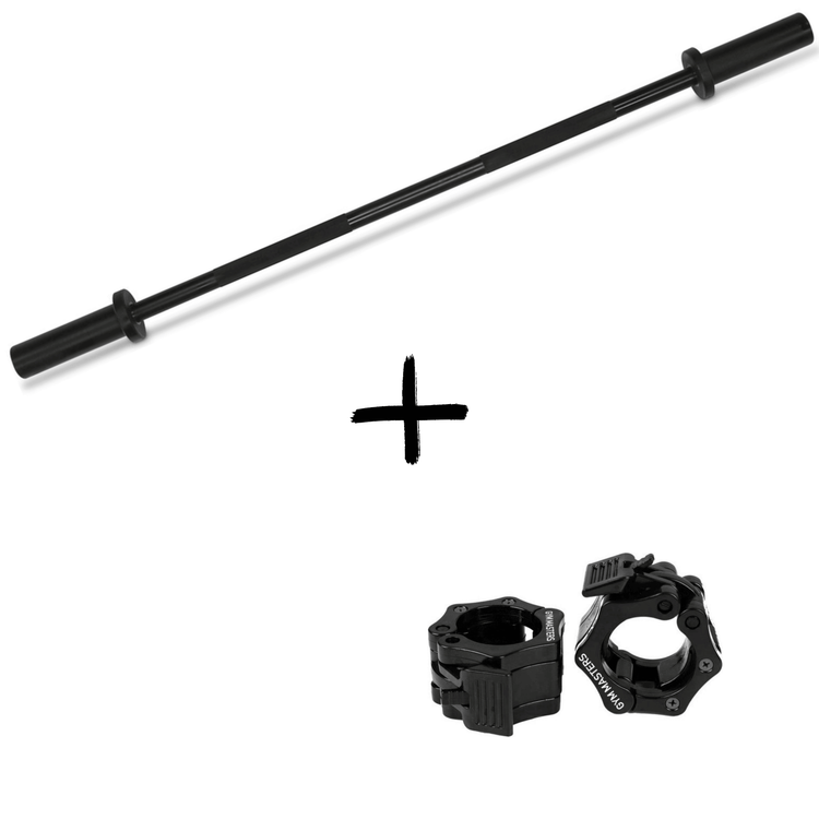 Gym Masters Halterstang Set – 150 cm Barbell + Lockjaw Sluiters (50 mm) voor krachttraining in home gym.