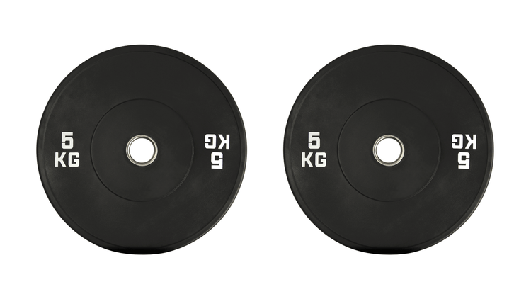 Set van twee 5 kg grip plates voor krachttraining met dumbbells, ideaal voor thuistraining.