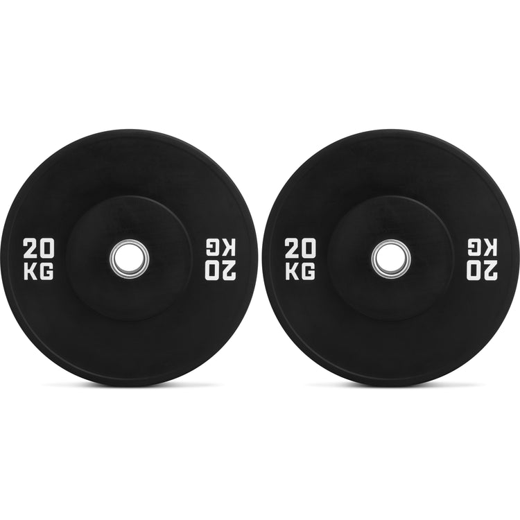 Bumper Plate 20 KG (2 stuks - set) rubber halterschijven met roestvrijstalen gat van 50mm voor krachttraining.