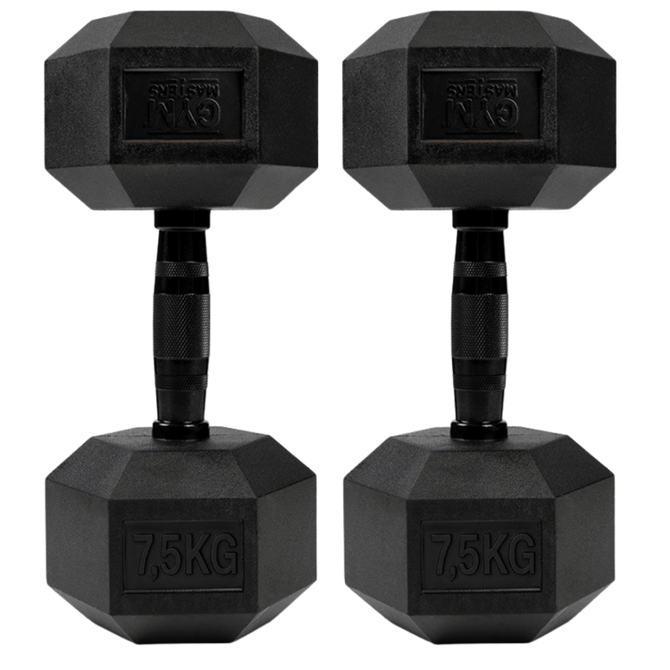 Set (2 stuks) Hexagon Dumbbells / hexa dumbbells 7,5 kg Zwart